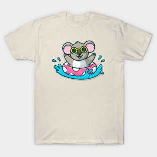 Cute Koala Floating With Swimming Tires T-Shirt